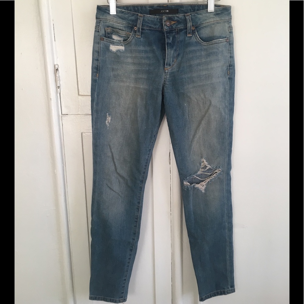 Joes straight let distressed jeans